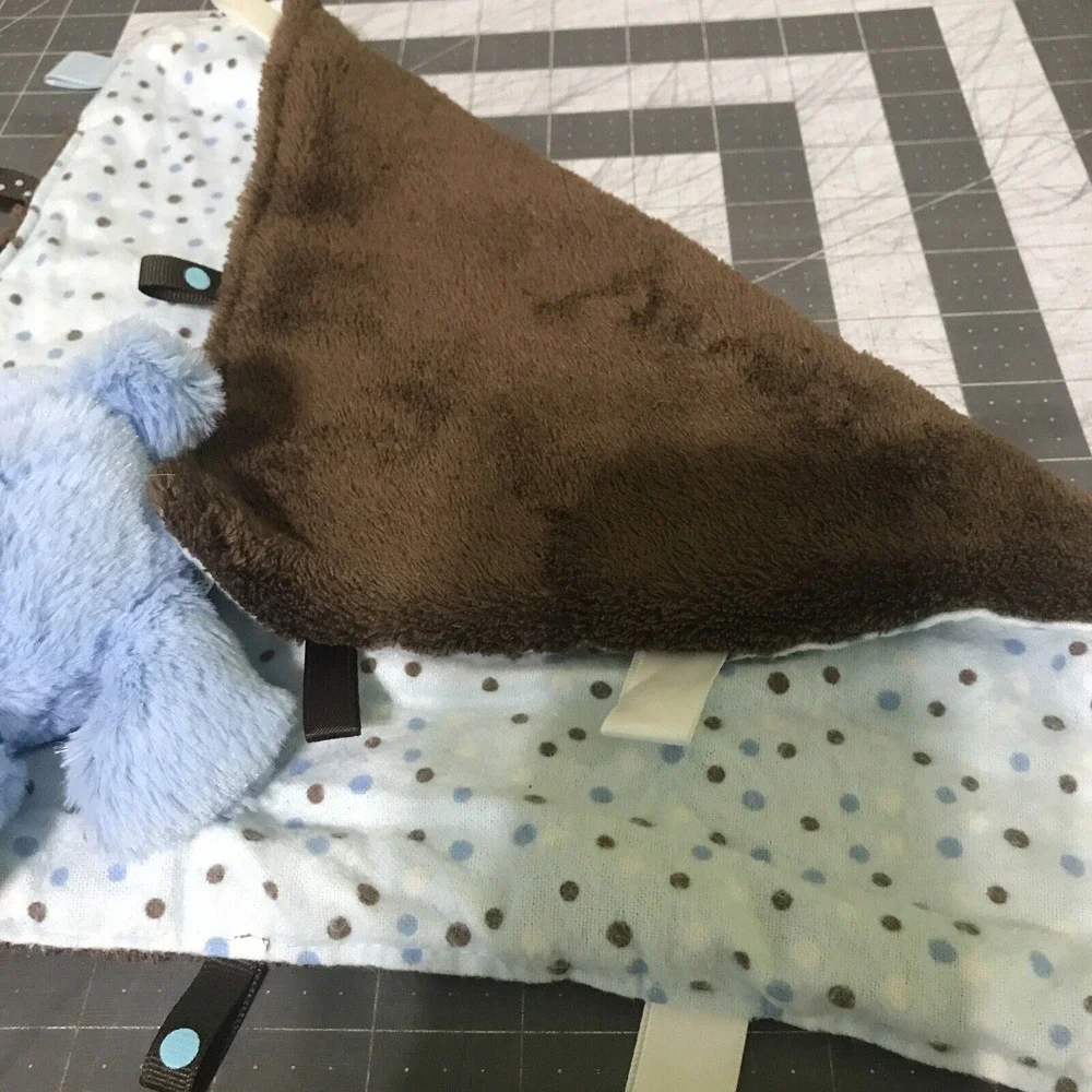 Goffa‎ Blue Rabbit Lovey Lovie Polka Dot Tags Brown Plush Maybe Homemade